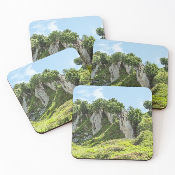Item preview, Swiss Alpine Cliffs with Pine Trees – Bright Mountain Landscape designed and sold by alicjamiekina.