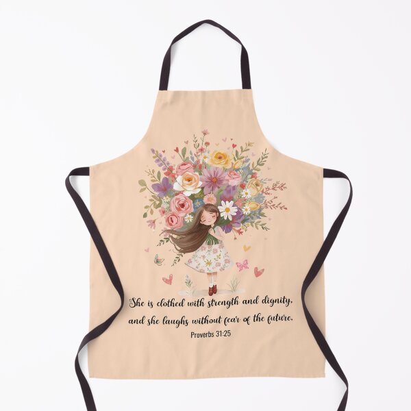 Item preview, Whimsical Christian Girl with Flowers – Proverbs 31 Strength & Dignity Encouragement Art designed and sold by AmenAlways.