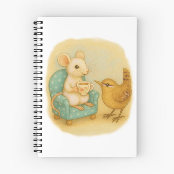 Item preview, Mouse Having Tea With Wren  - Dreamy - Vintage Whimsical Mice  designed and sold by TheWishingShed.