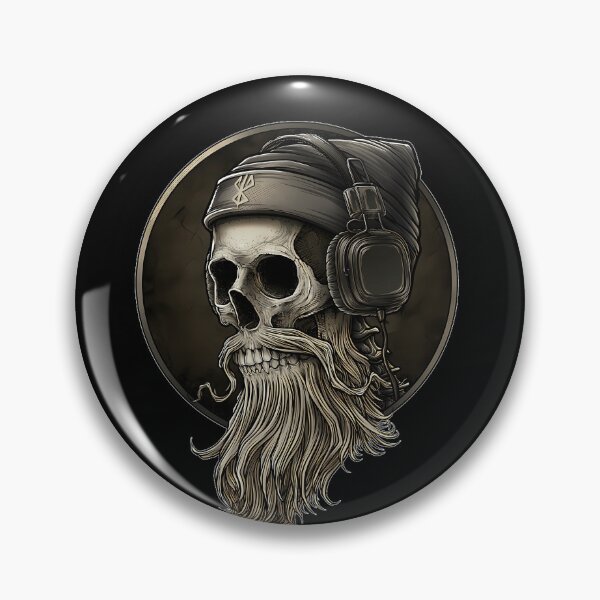 Item preview, Viking Vintage Skull Beard With Headphone designed and sold by AdolfSturm.