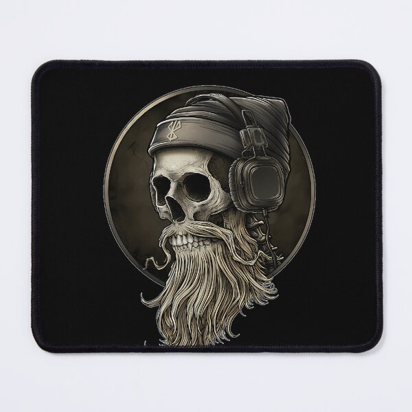 Item preview, Viking Vintage Skull Beard With Headphone designed and sold by AdolfSturm.