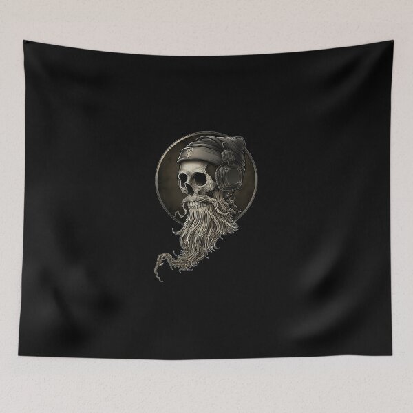 Item preview, Viking Vintage Skull Beard With Headphone designed and sold by AdolfSturm.