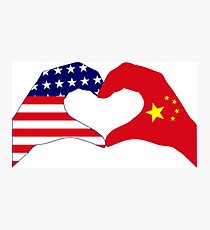 We Heart U.S.A. and China Patriot Flag Series Photographic Print