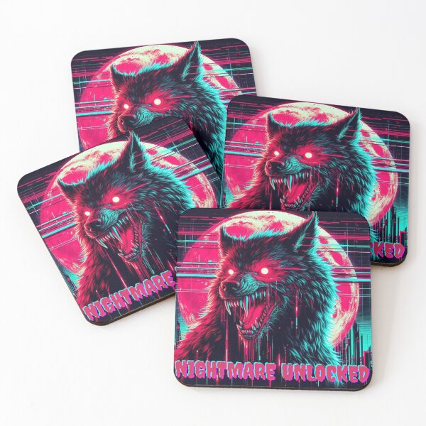 Item preview, Glitch Werewolf Nightmare – Neon Halloween Horror Wolf designed and sold by DreamArt Creations.