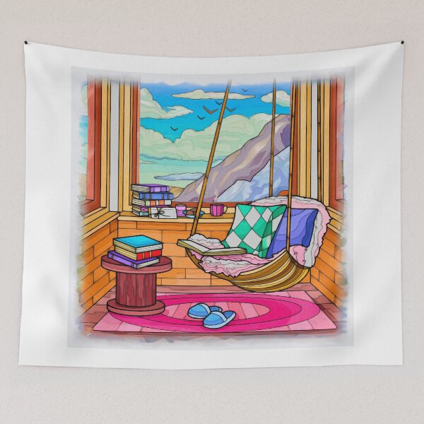 Item preview, Cozy Reading Nook with Mountain View designed and sold by Anas Arts.