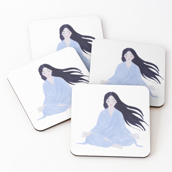 Item preview, Tranquil Flow – Meditative Woman in Blue Robes designed and sold by drdoodle92 Art.