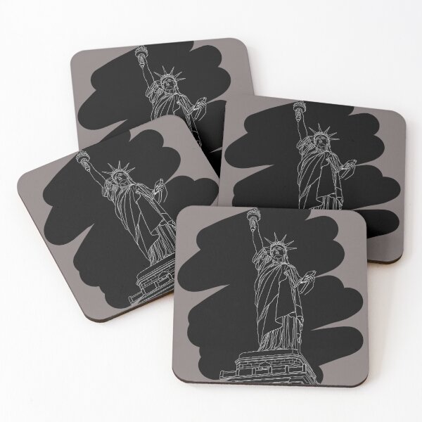 Item preview, Minimalist Line Art – Statue of Liberty (Black Background) designed and sold by drdoodle92 Art.