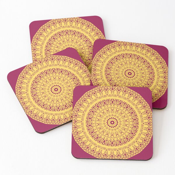 Item preview,  Hand drawn Pink yellow Bohemian Mandala Art Intricate Pattern Flower Spiritual Abstract Decorative Design designed and sold by DivineMandala.