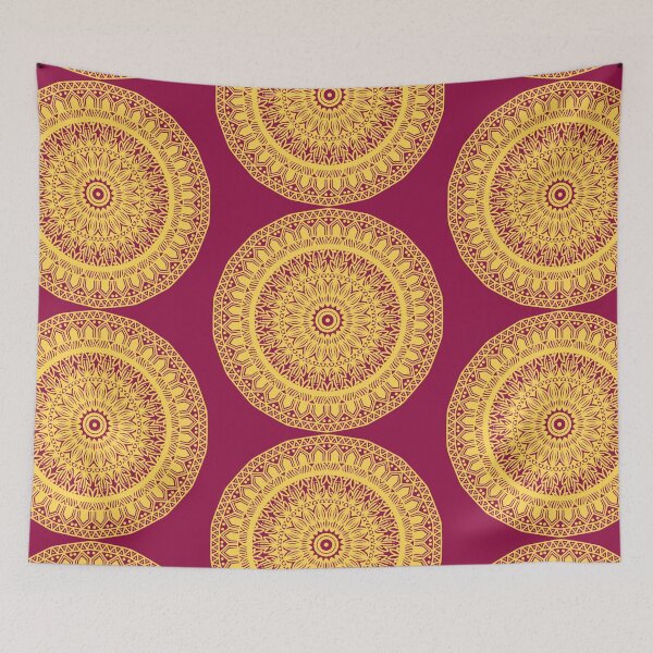 Item preview,  Hand drawn Pink yellow Bohemian Mandala Art Intricate Pattern Flower Spiritual Abstract Decorative Design designed and sold by DivineMandala.