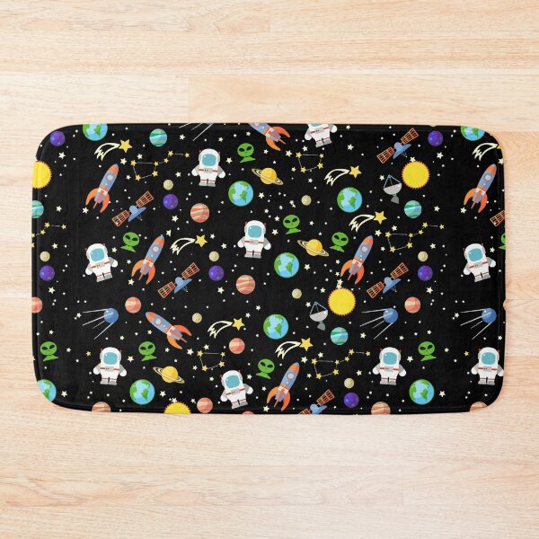 Item preview, Cute Space Pattern – Astronauts, Rockets, Planets & Aliens on Black designed and sold by Dragonfly-10.