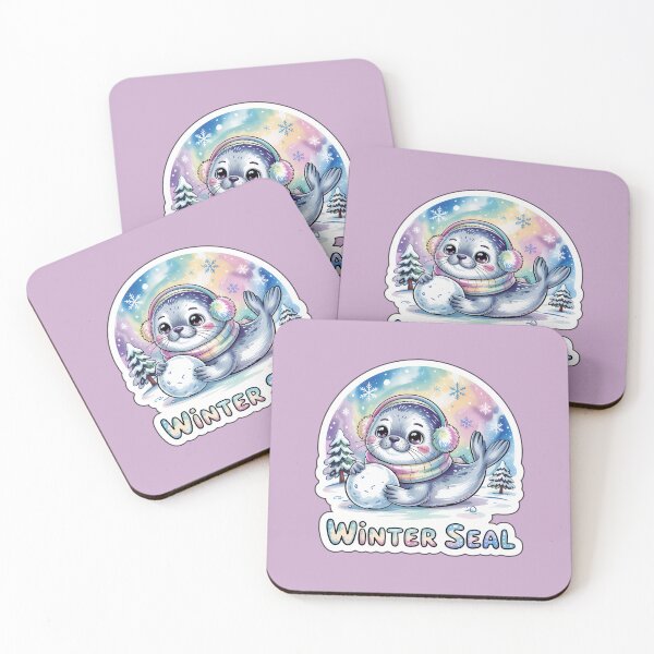 Item preview, Winter Seal – Cute Chibi Seal with Snowball Sticker designed and sold by Nuist25.