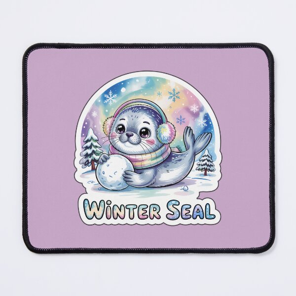 Item preview, Winter Seal – Cute Chibi Seal with Snowball Sticker designed and sold by Nuist25.