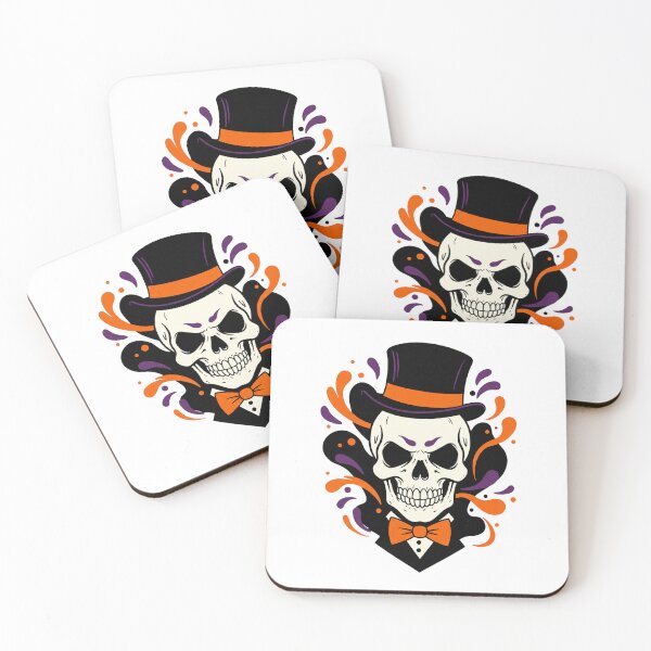 Item preview, Dapper Skull in Top Hat – Halloween Retro Skull Illustration designed and sold by Pasteltone.