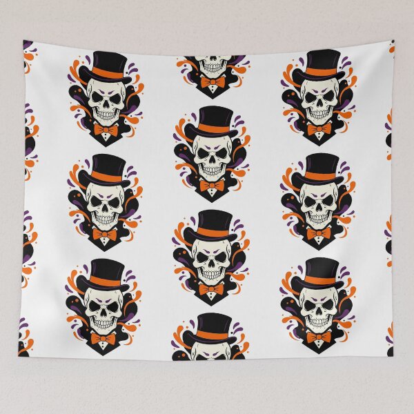 Item preview, Dapper Skull in Top Hat – Halloween Retro Skull Illustration designed and sold by Pasteltone.