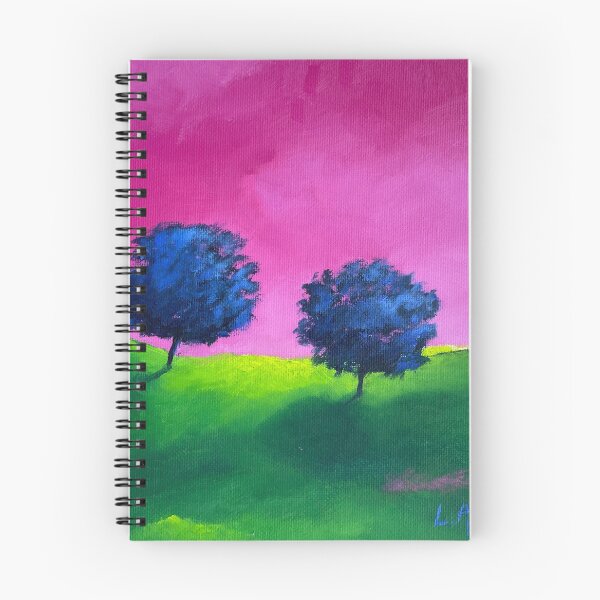 Item preview, Wave of blue trees under a dark pink sky designed and sold by Lydie Allaire Allaire.