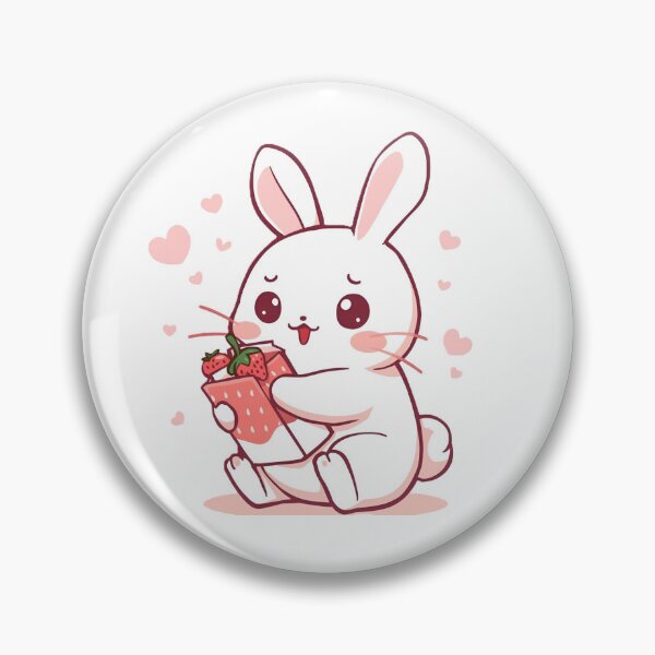 Artikelvorschau, Kawaii-Häschen mit Erdbeermilch – Niedliches Pastell-Kaninchen Sticker entworfen und verkauft von kyDesigns.CO.