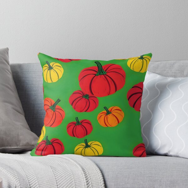 Item preview, Fiery Harvest Pumpkin Pattern in Red and Yellow designed and sold by EmeraldeaArt.