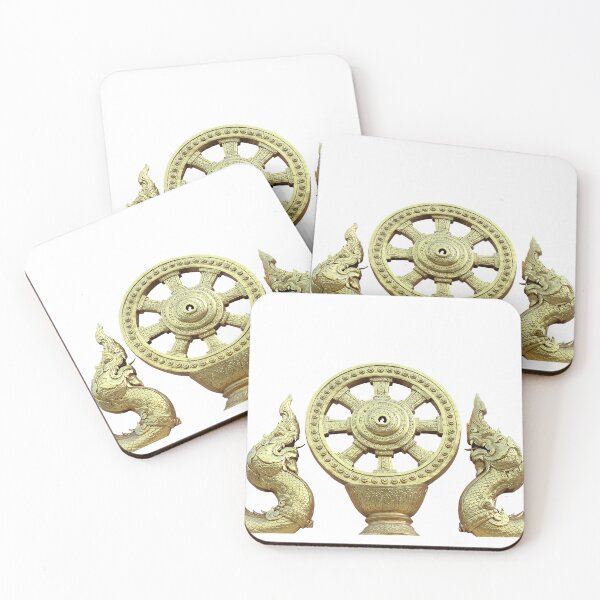 Item preview, Golden Dharmachakra with Naga statues, beautifully decorated designed and sold by KinImageCraft.