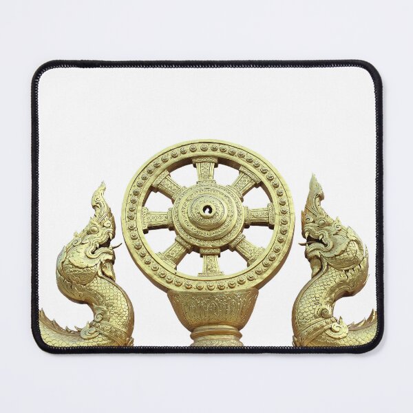 Item preview, Golden Dharmachakra with Naga statues, beautifully decorated designed and sold by KinImageCraft.