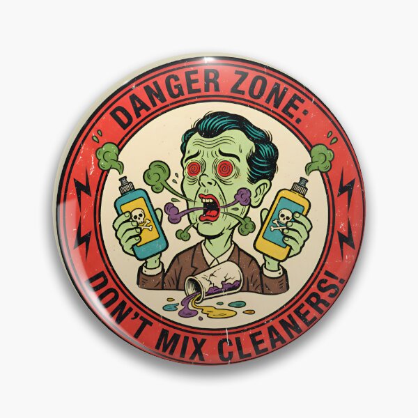Item preview, Danger Zone – Don’t Mix Cleaners Funny Retro Warning Design designed and sold by Imaginationbeyond.