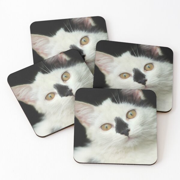 Item preview, Retrato de un lindo gato blanco y negro designed and sold by olena2552.