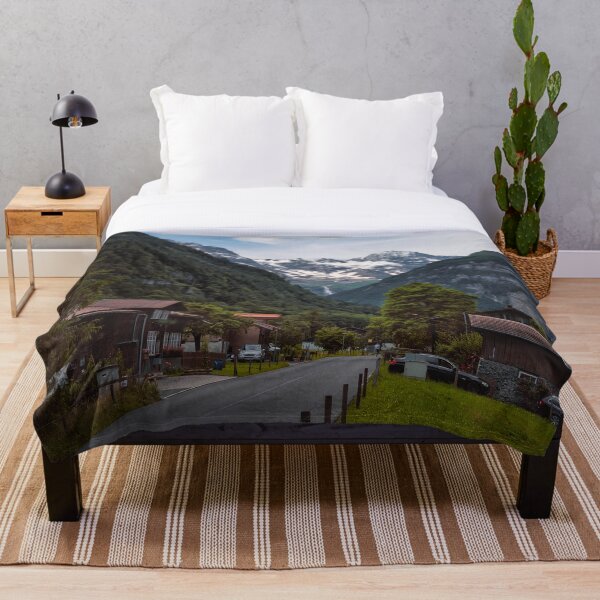 Item preview, Mountain Road Leading to a Swiss Alps Village with Snow Peaks designed and sold by RastislavS.