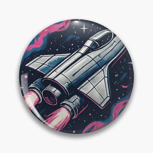 Item preview, Futuristic Spaceship | Retro Cosmic Nebula Sci-Fi Badge Design   designed and sold by Glam-Spot.