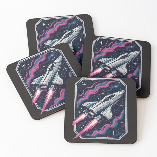 Item preview, Futuristic Spaceship | Retro Cosmic Nebula Sci-Fi Badge Design   designed and sold by Glam-Spot.