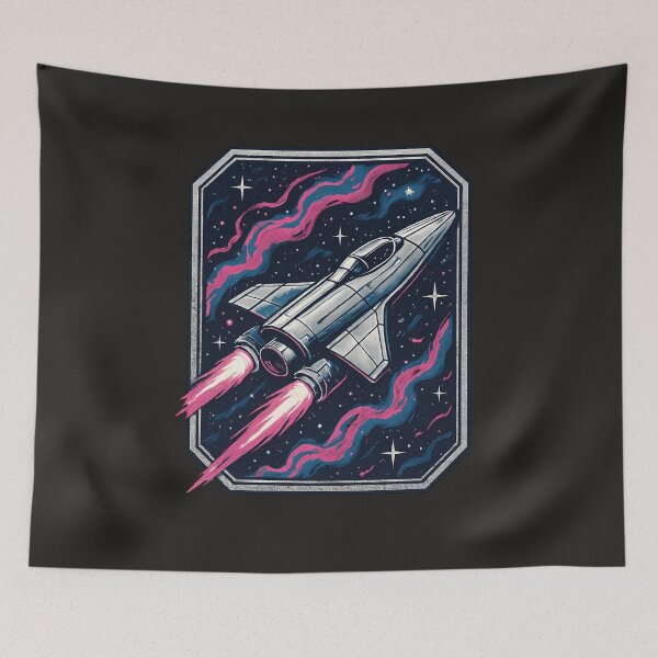 Item preview, Futuristic Spaceship | Retro Cosmic Nebula Sci-Fi Badge Design   designed and sold by Glam-Spot.