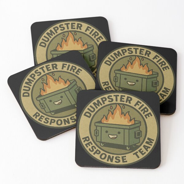 Item preview, Vintage distressed dumpster fire response team Cute smiley garbage bin designed and sold by SkeletonsDanger.