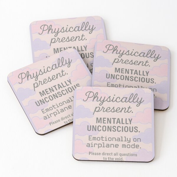 Item preview, Physically Present Mentally Unconscious Airplane Mode Pastel Clouds Quote Design designed and sold by VoidBloom Studio.
