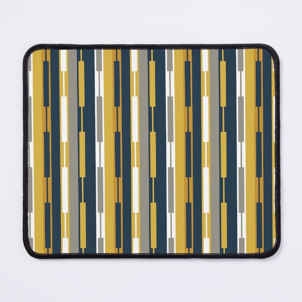 Item preview, Vertical Striped Geo Chain Geometric Pattern Navy Blue Mustard Yellow Gray White designed and sold by kierkegaard.