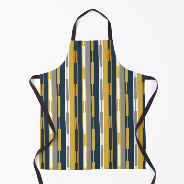 Item preview, Vertical Striped Geo Chain Geometric Pattern Navy Blue Mustard Yellow Gray White designed and sold by kierkegaard.