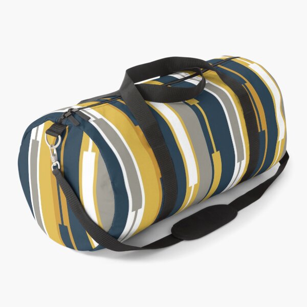 Item preview, Vertical Striped Geo Chain Geometric Pattern Navy Blue Mustard Yellow Gray White designed and sold by kierkegaard.