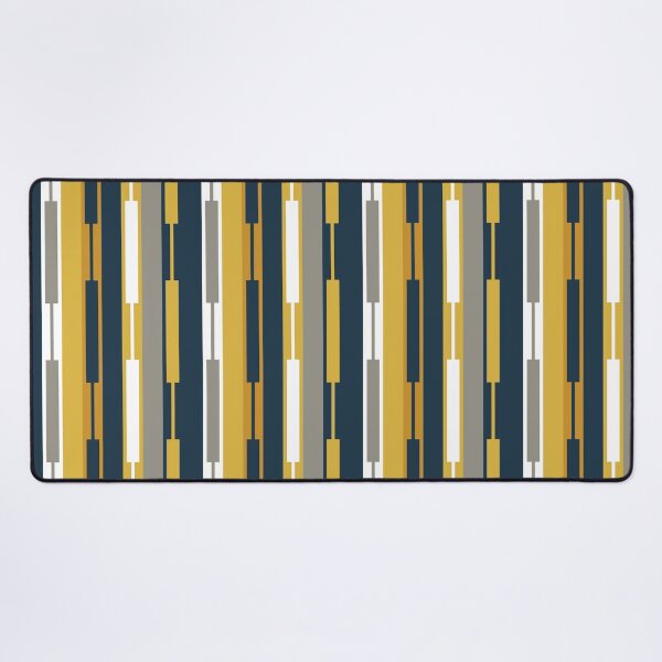 Item preview, Vertical Striped Geo Chain Geometric Pattern Navy Blue Mustard Yellow Gray White designed and sold by kierkegaard.