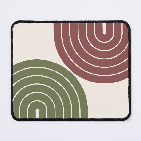 Item preview, Midcentury Modern Geometric Rainbow D1 in Muted Sage Green Cognac Taupe designed and sold by nineFlorals.