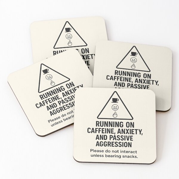 Item preview, Running on Caffeine Anxiety and Passive Aggression Warning Label Design designed and sold by VoidBloom Studio.