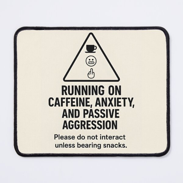 Item preview, Running on Caffeine Anxiety and Passive Aggression Warning Label Design designed and sold by VoidBloom Studio.