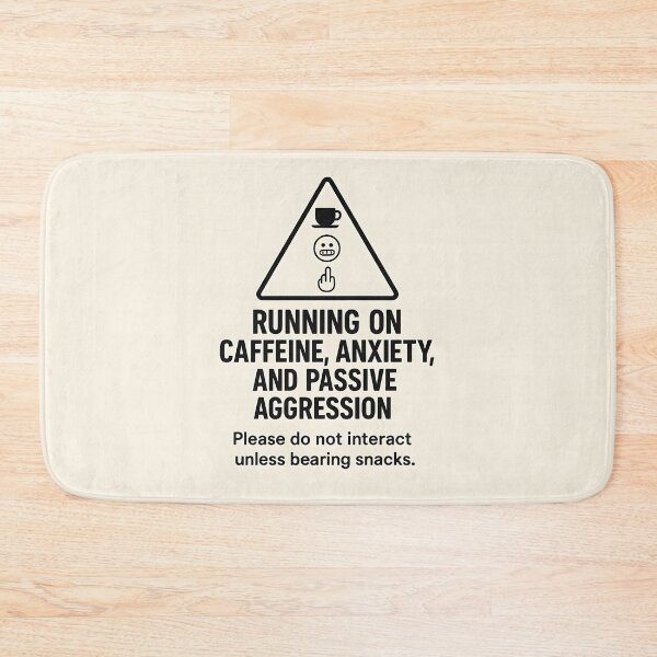 Item preview, Running on Caffeine Anxiety and Passive Aggression Warning Label Design designed and sold by VoidBloom Studio.