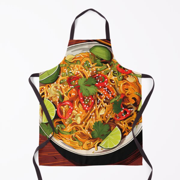 Item preview, Thai Pasta Plate Illustration – Spicy Noodles with Lime and Herbs designed and sold by EmeraldeaArt.