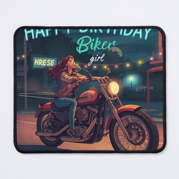 Item preview, Motorcycle girl-happy birthday designed and sold by Dorisartist.
