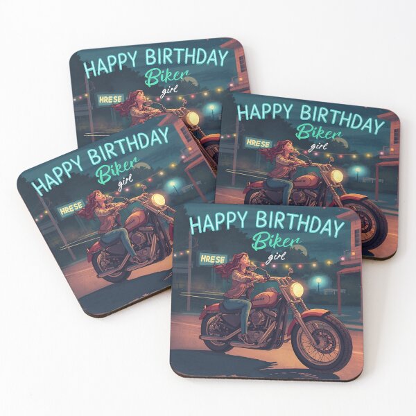 Item preview, Motorcycle girl-happy birthday  designed and sold by Dorisartist.