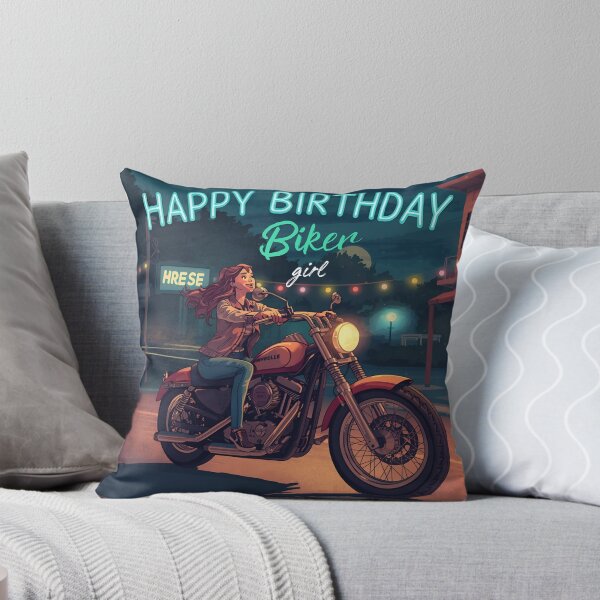 Item preview, Motorcycle girl-happy birthday  designed and sold by Dorisartist.