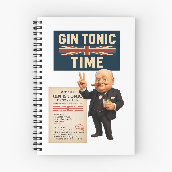 Item preview, Gin Tonic Time – Churchill Cartoon & Vintage Ration Card designed and sold by malero-design.