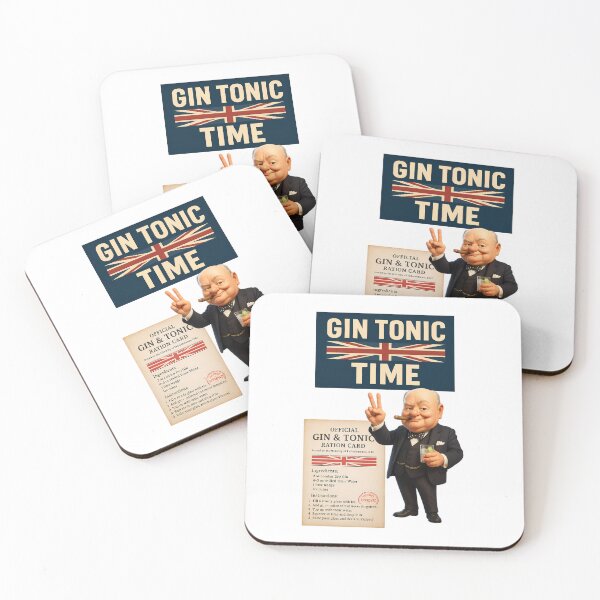 Item preview, Gin Tonic Time – Churchill Cartoon & Vintage Ration Card designed and sold by malero-design.