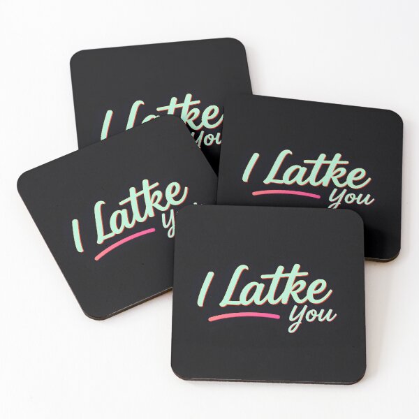 Item preview, I Latke You – Pastel Lettering on Black designed and sold by EmeraldeaArt.