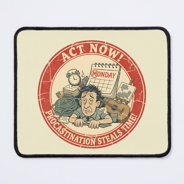 Item preview, Act Now – Procrastination Steals Time Funny Retro designed and sold by Imaginationbeyond.