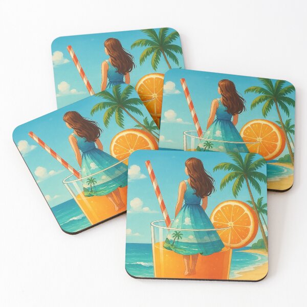 Item preview, Girl in Orange juice Beach Art  designed and sold by M3PicsStudio.