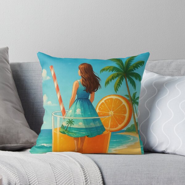 Item preview, Girl in Orange juice Beach Art  designed and sold by M3PicsStudio.