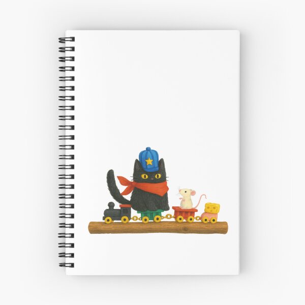 Item preview, Black Cat On Toy Train With Mouse Friend designed and sold by TheWishingShed.